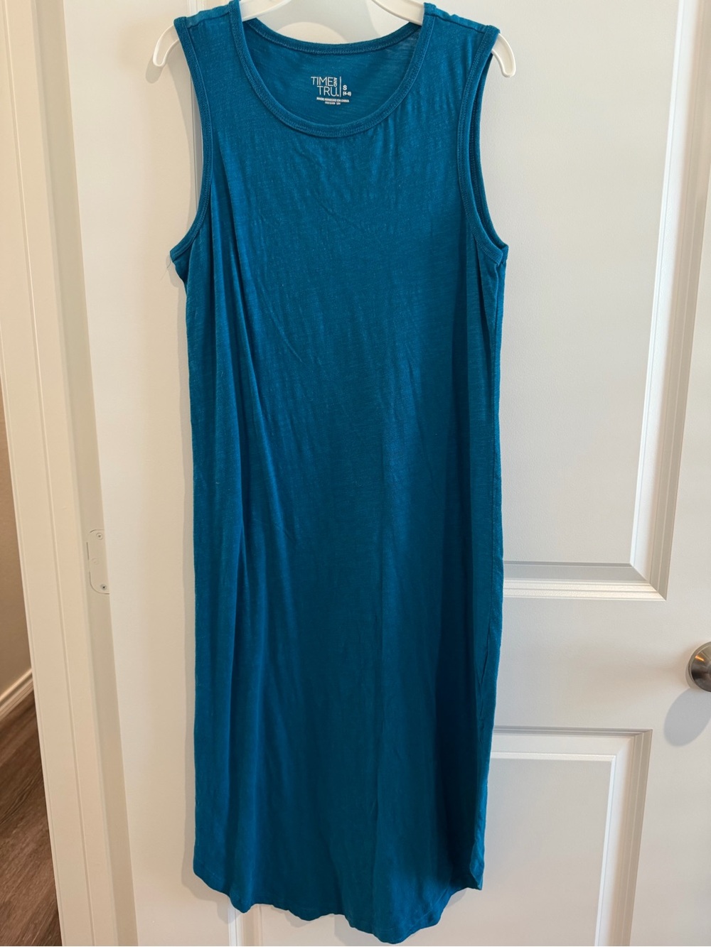 Time and Tru Teal Sleeveless Midi Tank Dress